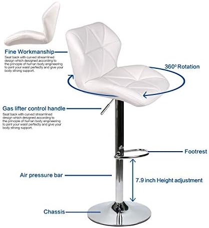 ARTETHYS Bar Table and Chairs Set Swivel Marble Style Table & White Stool