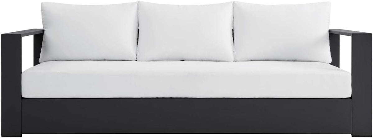 Modway Tahoe Aluminum Outdoor Patio Sofa in Gray White