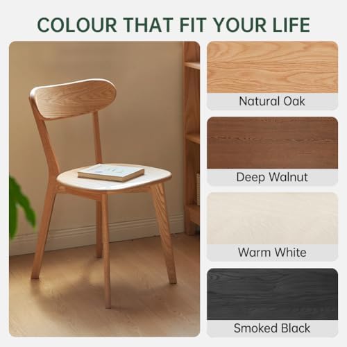 Oak Dining Chairs, Kitchen Chairs, 100% Solid Wood Modern Dinner Chair with Curved Backrest, Dining Room Chair for Kitchen, Living Room, Study (1PK, Natural)