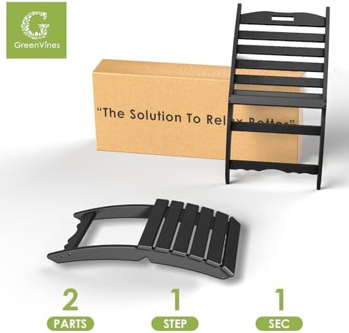 GREENVINES Folding-Xavier-Adirondack-Chairs Set of 2, HDPE Plastic, Black