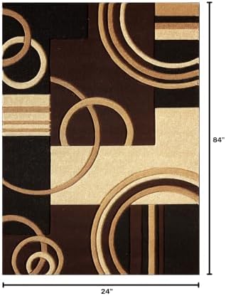 GLORY RUGS Area Rug Modern 2x7 Brown Soft Hand Carved Contemporary Floor Carpet with Premium Fluffy Texture for Indoor Living Dining Room and Bedroom Area