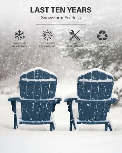 YEFU Oversized Adirondack Chair with Cup-Holder- Navy Blue