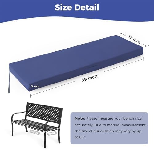 IPYNBAP Outdoor Bench Cushion Waterproof, 59x18x3 Inch, Navy Blue