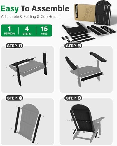 YEFU Adirondack Chairs Set of 2 for Outdoor: Folding Adirondack Chair