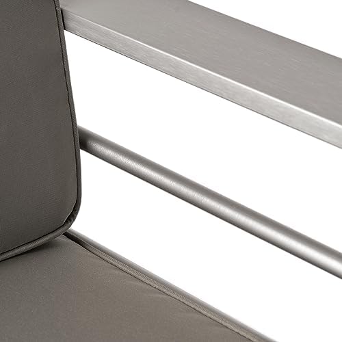 Christopher Knight Home Cape Coral Outdoor Aluminum Club Chairs with Side Table, Khaki / Silver