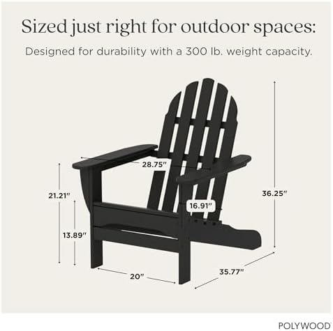 POLYWOOD AD4030BL Classic Outdoor Adirondack Chair, Black