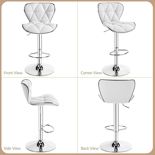 Yaheetech Bar Stools Set of 4 Modern Swivel Counter Barstools White