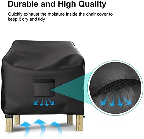 2 Pack Outdoor Patio Chair Covers Waterproof 38"Wx31"Dx29"H, Black