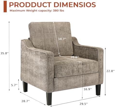 TLSUNNY Accent Chair, Mid Century Modern Living Room Chairs