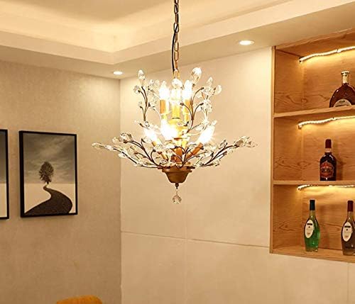 Garwarm 3-Light Gold Crystal Chandelier, Small Chandelier Pendant Light