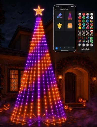 Popotan Halloween Outdoor Christmas Tree, 7FT 295 LED, RGB App Control