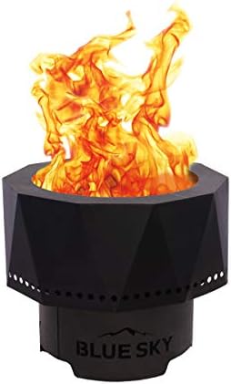 Blue Sky Outdoor Living Ridge Portable Fire Pit, Smokeless Fire Pit with Spark Screen, Lift, and Carrying Bag, Black