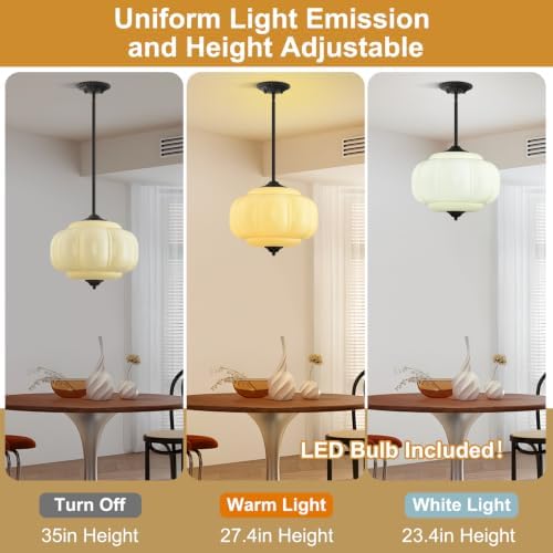 15in cream glass schoolhouse light fixture large, bulb shown in use