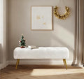 Yaheetech 45in Upholstered Boucle Ottoman Bench Seat with Gold Legs, Ivory