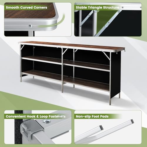 COSTWAY 81" Folding Picnic Table, Portable Bar Table with Carry Bag