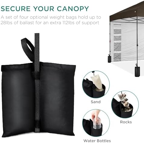Best Choice Products 10x10 Pop Up Canopy Tent with Sidewall, Brown