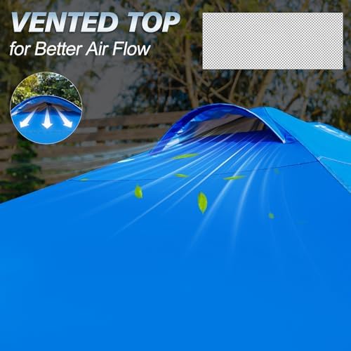 WEIZE 10x10 Pop Up Canopy Tent, 1-Button Push Setup Canopy Tent with 1 Sidewall, Adjustable Height Instant Portable Shelter,Portable Roller Bag, Easy Outdoor Sun Shade for Events,4 Weight Bags,Blue