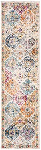 SAFAVIEH Madison Collection Runner Rug - 2'3" x 20', Cream & Multi, Boho Chic Distressed Design, Non-Shedding & Easy Care, Ideal for High Traffic Areas in Living Room, Bedroom (MAD611B)