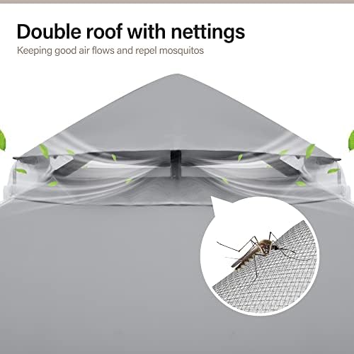 LAUSAINT HOME 10x10 Gazebo Canopy, Heavy Duty Metal Frame Patio Canopy with 180G Water-Resistant Canopy, Double Roof, Mosquito Netting & Privacy Curtains for Backyard, Garden, Lawn, Gray