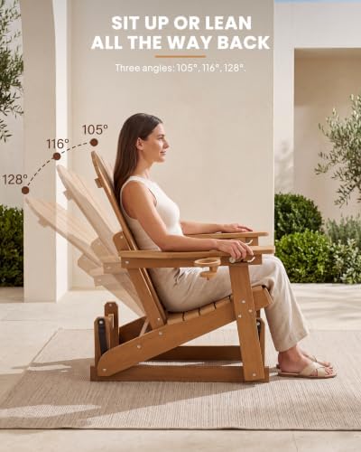 Adirondack Glider Chair Set of 2, Retractable Ottoman & Adjustable Backrest