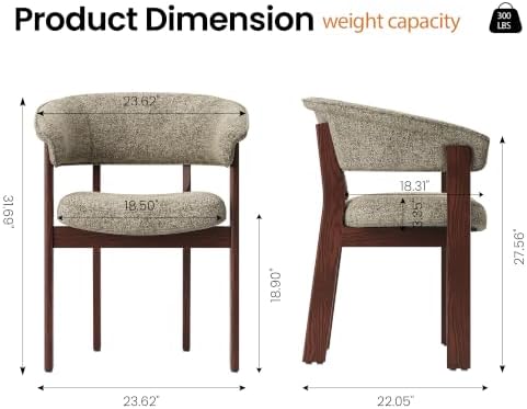 COLAMY Fully Assembled Upholstered Dining Chair Set of 4,Solid Red Oak Wood Kitchen Side Chair, No Assembly Required Modern Farmhouse Dining Room Accent Seating, Single Pack,Walnut,Brown