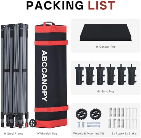 ABCCANOPY 10x20 Pop Up Canopy Tent, Heavy Duty Weather Protection, Black