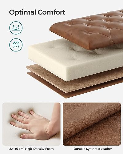 SONGMICS Storage Ottoman, 46.5 Inches Long Bed End Stool, Solid Wood Legs