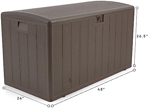 Plastic Development Group Outdoor Storage Deck Box, Standard Close, 105 Gallon, Driftwood