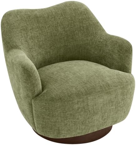 KISLOT Swivel Accent Chair Set of 2,Upholstered Barrel Chair with Curves Camel Back Design,Modern Arm Chair with Wooden Base for Living Room Bedroom Reading Waitingroom,Sage Green