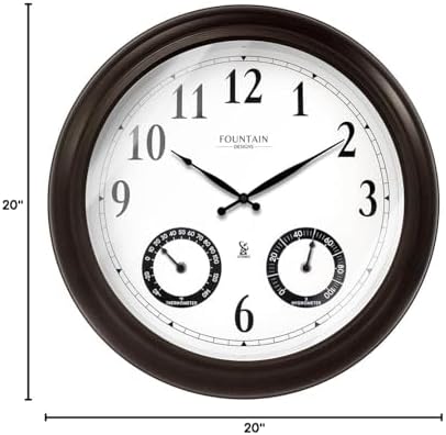 20" Large Outdoor Atomic Wall Clock,Oil Rubbed Bronze