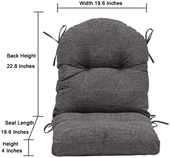 QILLOWAY Tufted Outdoor Chair Cushion Waterproof 43x20x4 Inch Non Slip Replacement Pad for Wicker Lounge Patio Furniture, Charcoal Grey, Black
