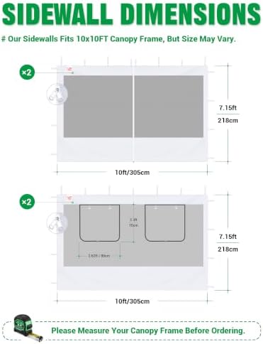 ACEPIC 10x10ft Mesh Sidewalls Kit for Canopy (White, 4PCS Sidewalls Only)