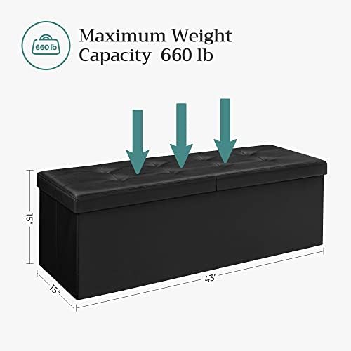 SONGMICS 43.3 Inches Folding Storage Ottoman Bench with Flipping Lid