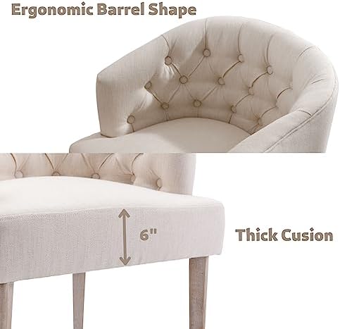 DUOMAY Modern Tufted Linen Dining Chairs Set of 4, White
