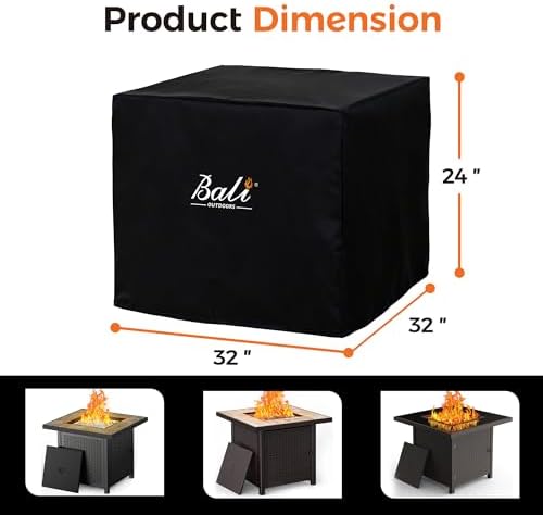 BALI OUTDOORS 32 Inch Square Patio Fire Pit Table Cover