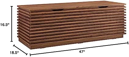 Modway Render 47" Wood Grain Storage Bench in Walnut