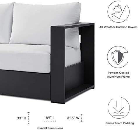 Modway Tahoe Aluminum Outdoor Patio Sofa in Gray White