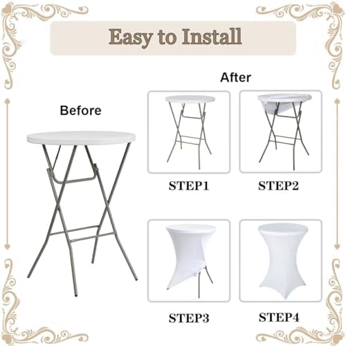 Cocktail Table Covers White Spandex High Top Table Cloths 4 Pack 32x43 Inch