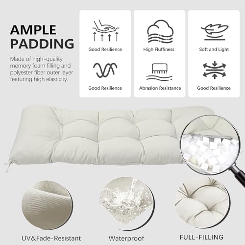 Yddsky 3Pcs Wicker Chair Cushion Sets for Patio Furniture,White,47*19*4''