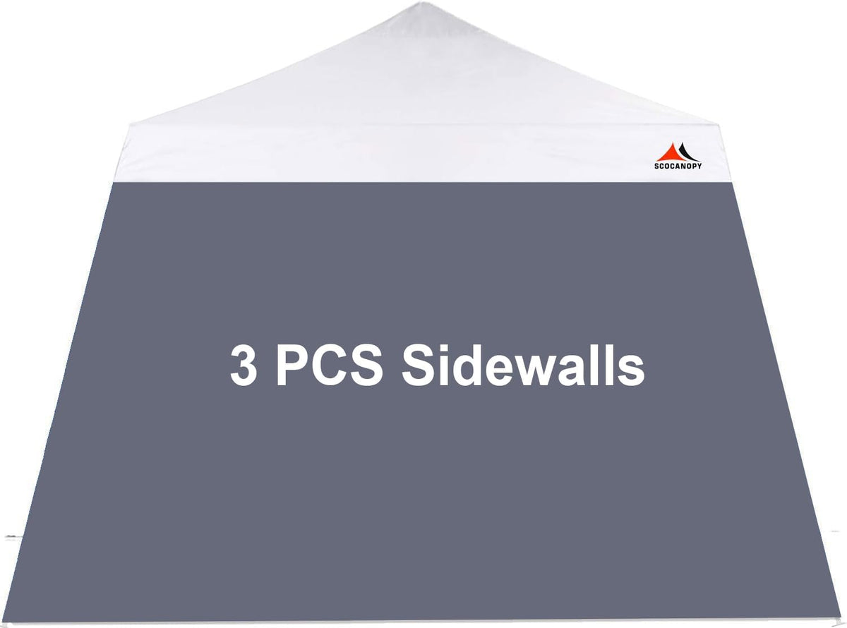 SCOCANOPY SideWall for 10x10ft Slant Leg Canopy Frame, 3 Pack SunWall Only,Dark Gray