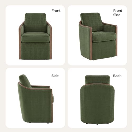 CHITA Upholstered Dining Chairs Set of 2 with Hidden Casters, Moss Green