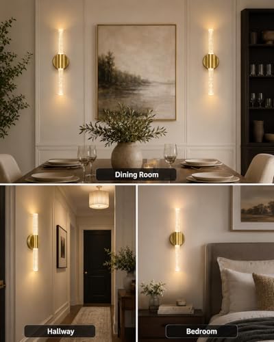 Peel and Stick on Wall Sconce set of 2 Wireless Battery Operated Wall Light