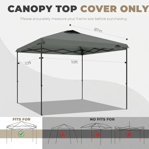 10x10ft Replacement Canopy Top with Air Vent, Waterproof & UV Protection Canopy Tent Top Cover for Straight Leg Canopy Frame - for Outdoor, Patio, Event, Trade Show (Dark Gray, 10x10ft)
