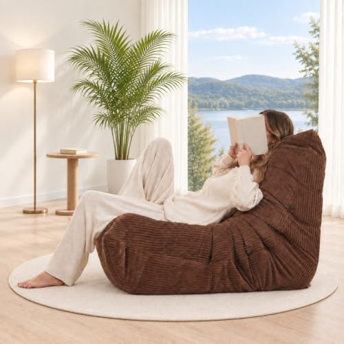 N&V Fireside Chair, Mid Century Armless Floor Sofa, Soft Premium Corduroy Floor Lounge Chair, Foam Sofa for Living Room Bedroom and Office (Future Dusk)