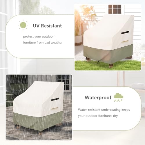 Patio Adirondack Chair Cover 32 W x 35 D x 36 H inches,600D Heavy Duty Waterproof Outdoor Chair Covers,Patio Furniture Covers for Adirondack Chair,Beige