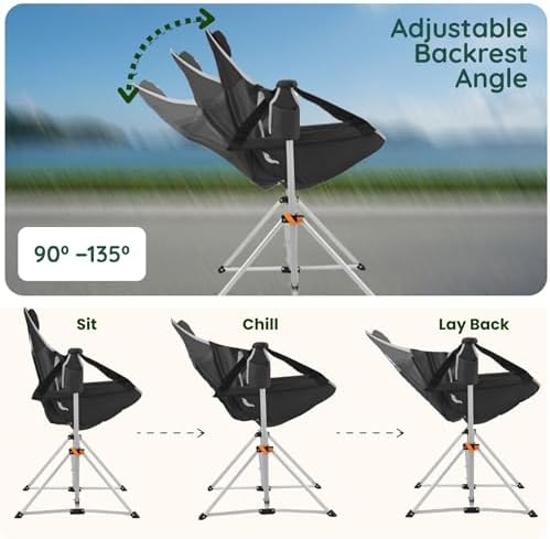 Hammock Camping Chair – Folding Swing Chair with Headrest & Cup Holder, 300 lbs Support, Breathable Mesh, Portable & Lightweight for Outdoor, Camping, Fishing, Patio & Travel