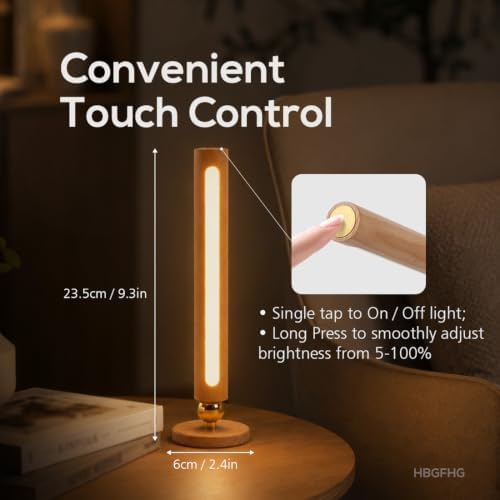 wooden wall lamp 360° rotatable magnetic sconce bedside-2 showing dimensions