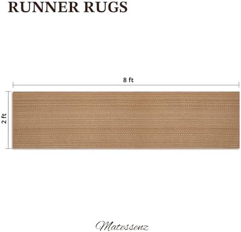 MatEssen 2x8 Extra Long Runner Rug, Modern Woven Distressed Floor Carpet, Low-Pile Machine Washable Area Rug for Long Hallway & Gallery