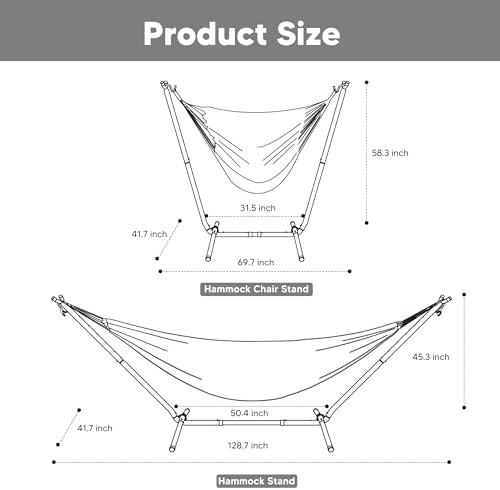 SUNCREAT 2-in-1 Convertible Backyard Fabric Hammock with Stand, Gray
