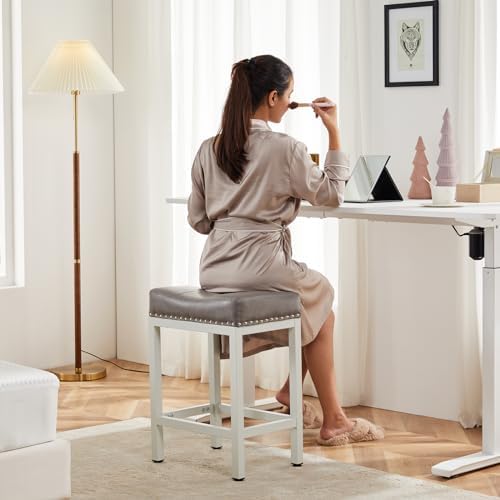 DUMOS 24 Inch Counter Height Bar Stools Set of 4, Kitchen Island, Grey